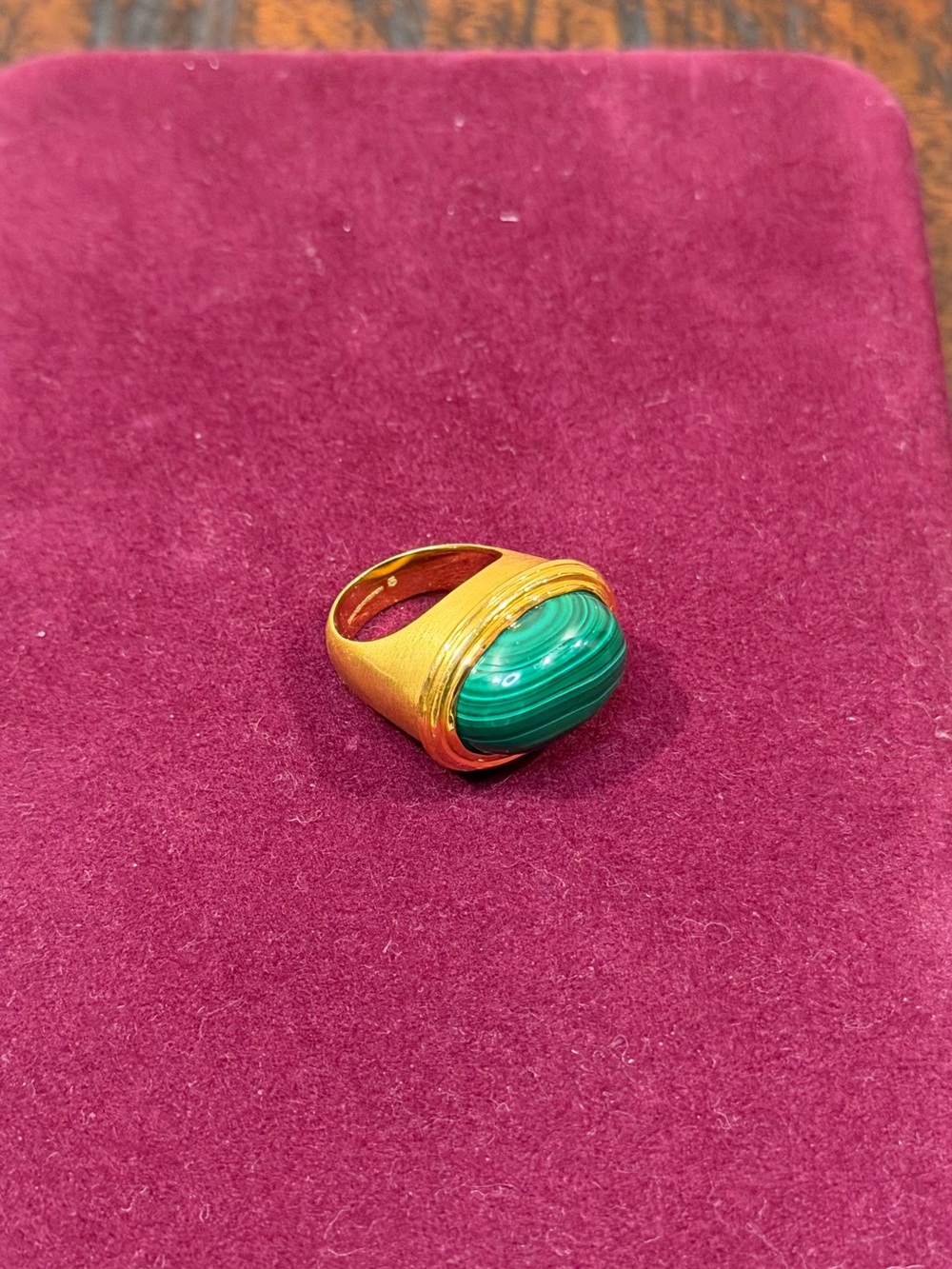 Dean Davidson 22K Gold Plate, Malachite Forme Gemstone Statement Ring